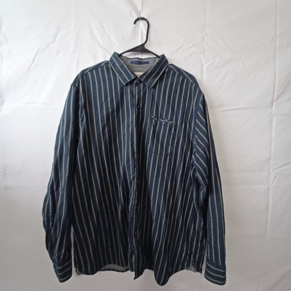 Tommy Bahama men's‎  button down shirt blue gray stripes long sleeve sz XL tall